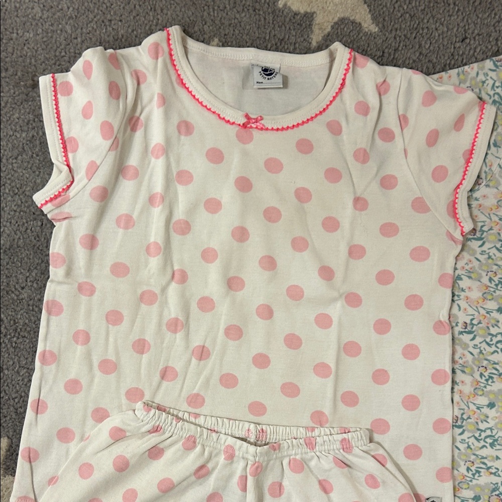 Petit Bateau White Pink Dot Short Pyjama with Pink Trim and Floral Nightgown - Picture 4 of 6